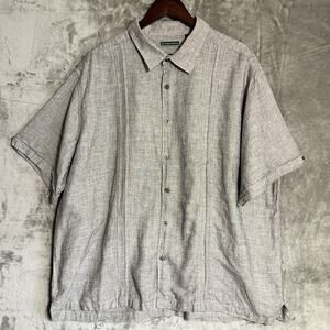 Cubavera Mens 2XL Gray Linen Blend Guayabera Shirt Short Sleeve Button Up Casual